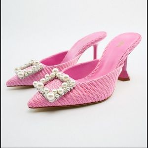 Zara PEARL BEADED HIGH HEEL SHOES